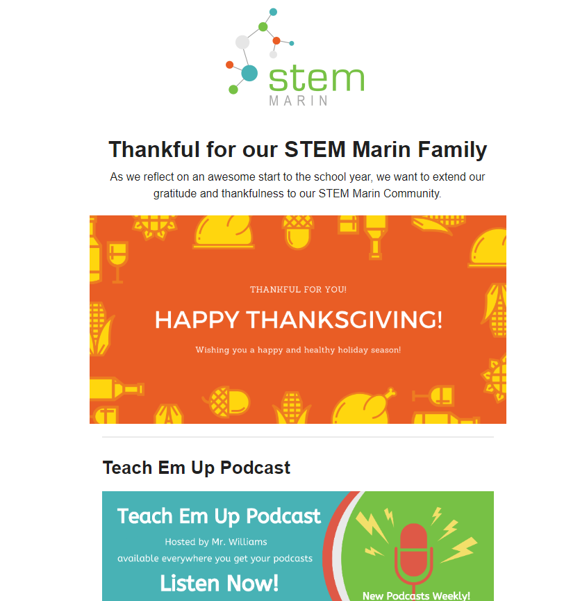 STEM Marin November 21st Newsletter