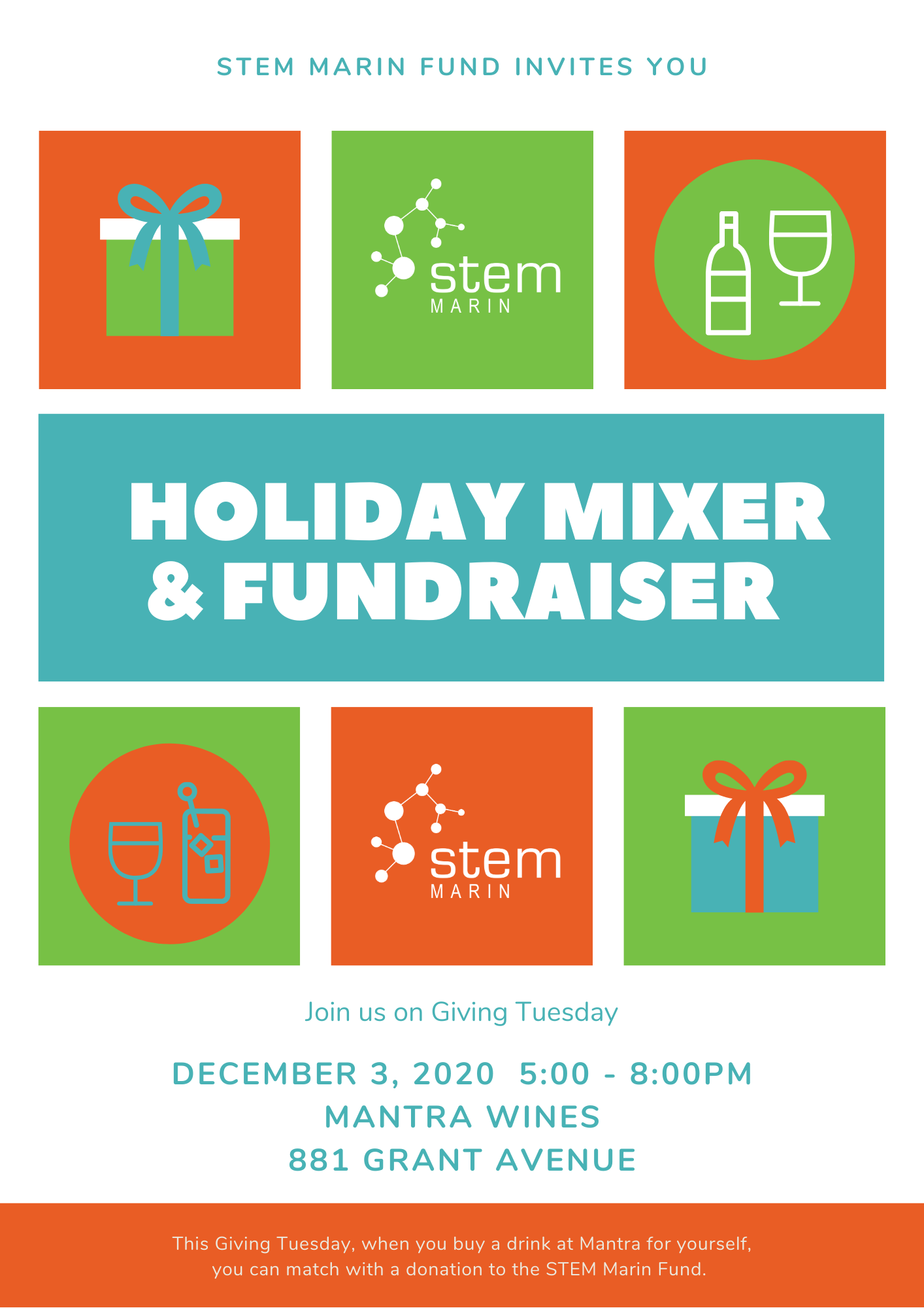 Flyer for the Holiday Mixer and Fundraiser