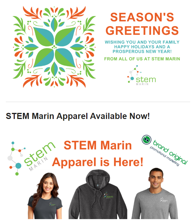 STEM Marin December 5th Newsletter