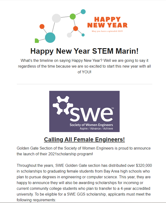 STEM Marin February 3rd Newsletter
